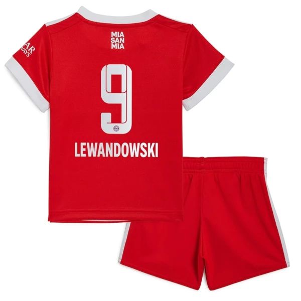 Camisola FC Bayern München Robert Lewandowski 9 Criança 1º Equipamento 2022-23