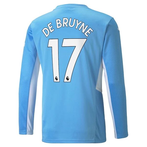 Camisola Manchester City Kevin De Bruyne 17 1º Equipamento 2021 2022 – Manga Comprida