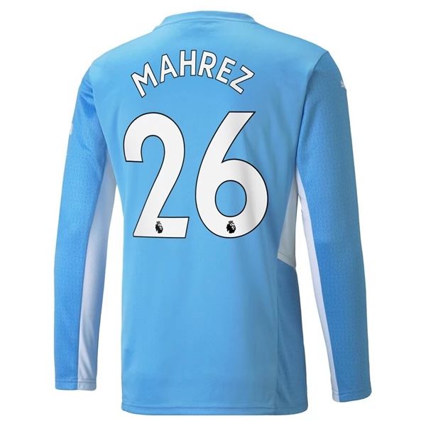 Camisola Manchester City Riyad Mahrez 26 1º Equipamento 2021 2022 – Manga Comprida