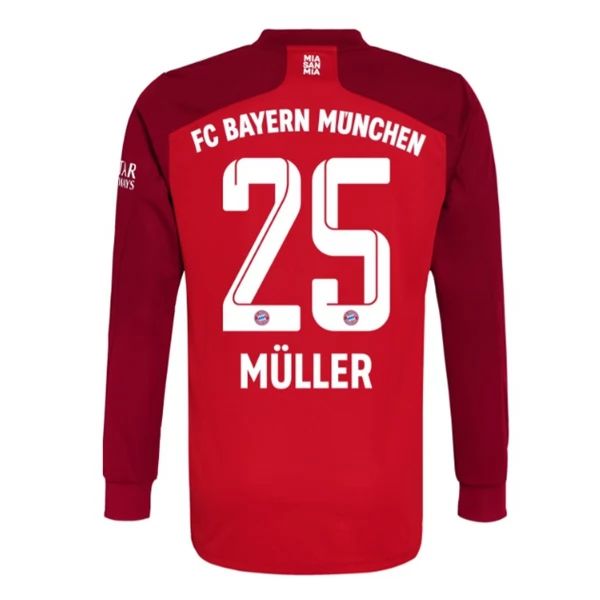 Camisola FC Bayern München Thomas Müller 25 Equipamento Principal 2021 2022 – Manga Comprida