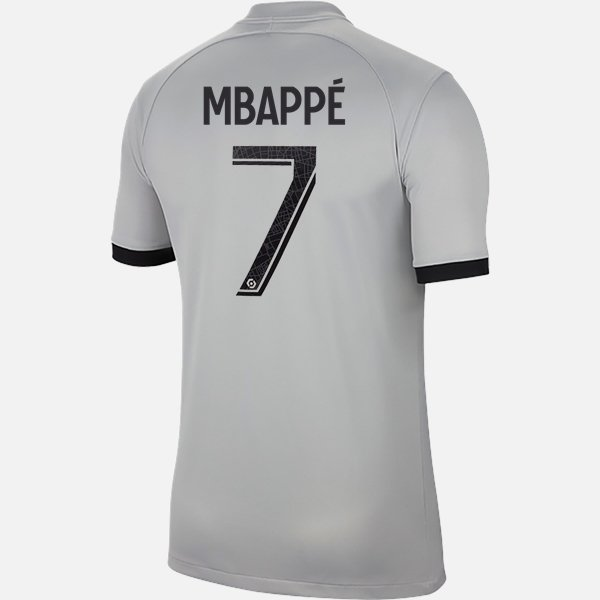 Camisola Paris Saint Germain PSG Kylian Mbappé 7 Equipamento Alternativa 2022 2023