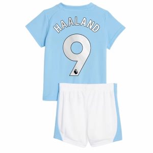 Camisola Manchester City Erling Haaland 9 Criança 1º Equipamento 2023-24